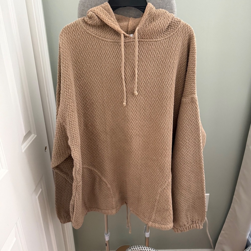 Senor Lopez Baja Hoodie XL Tan 100% Recycled Cotton Herringbone Boho Skater